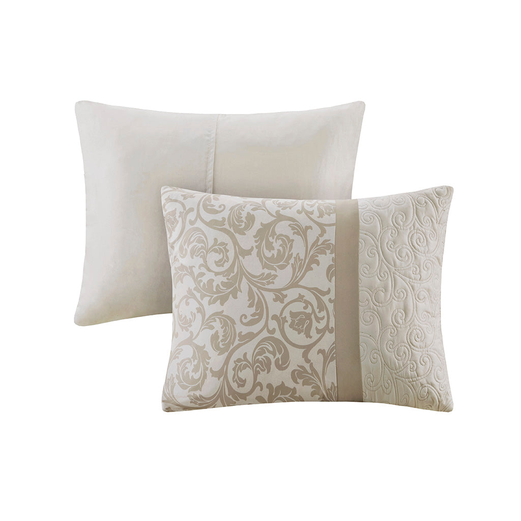 Embroidered 8 Piece Comforter Set Neutral Cal King
