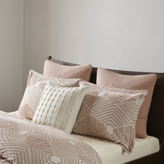 Cotton Jacquard Comforter Set Blush Full/Queen