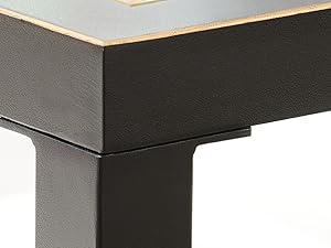 Industrial Square Coffee Table - 27.6" Matte Black Steel Frame & Gold Mesh Glass Top