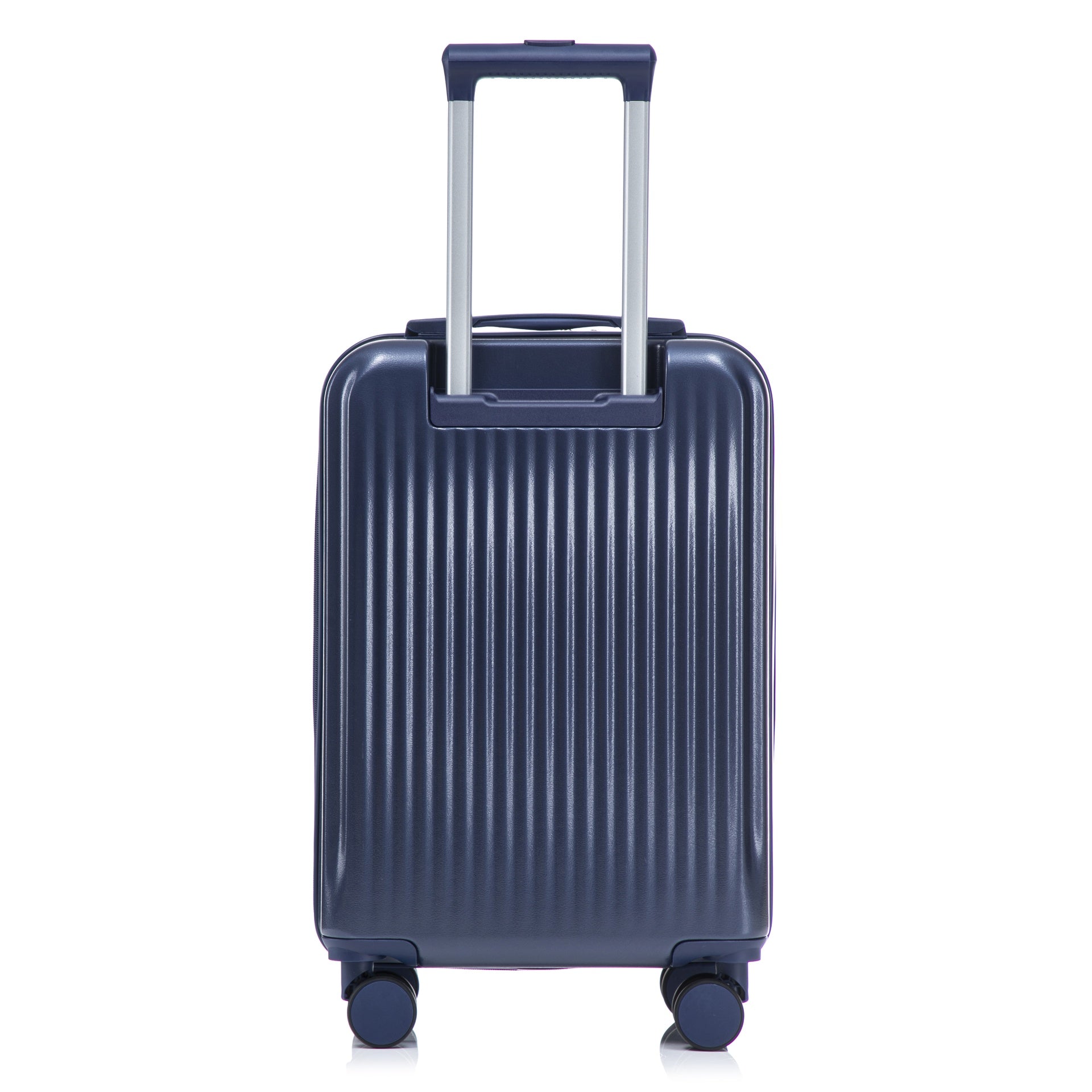 14"/20" 2 pcs/set in ABS Spinner Wheel Luggage, with Combination Lock and Front Opening Design, 14" Cosmetic Case (Navy)