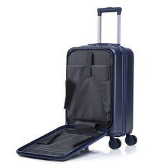 14"/20" 2 pcs/set in ABS Spinner Wheel Luggage, with Combination Lock and Front Opening Design, 14" Cosmetic Case (Navy)