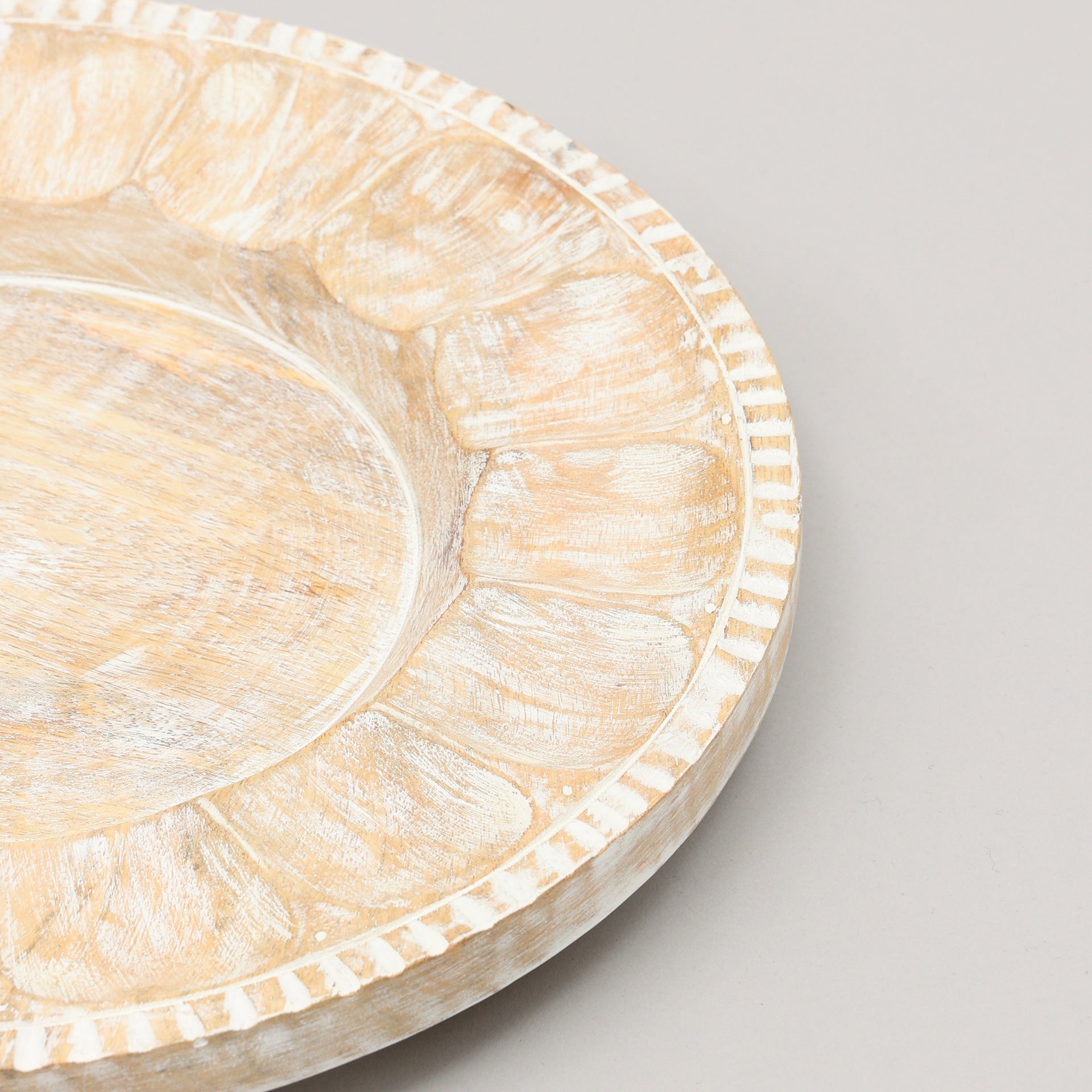 Handcrafted 13" Wood White Charger Plate| Wooden Dinning Placemat|Artisan Wood Tableware