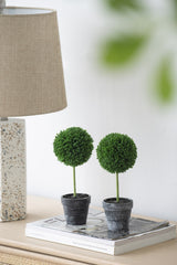 S/3 D3.5x9.5" Mini Faux Potted Boxwood Topiaries