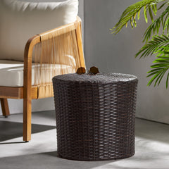 Kingstown RD Barrel Side Table,  Outdoor Wicker End Table