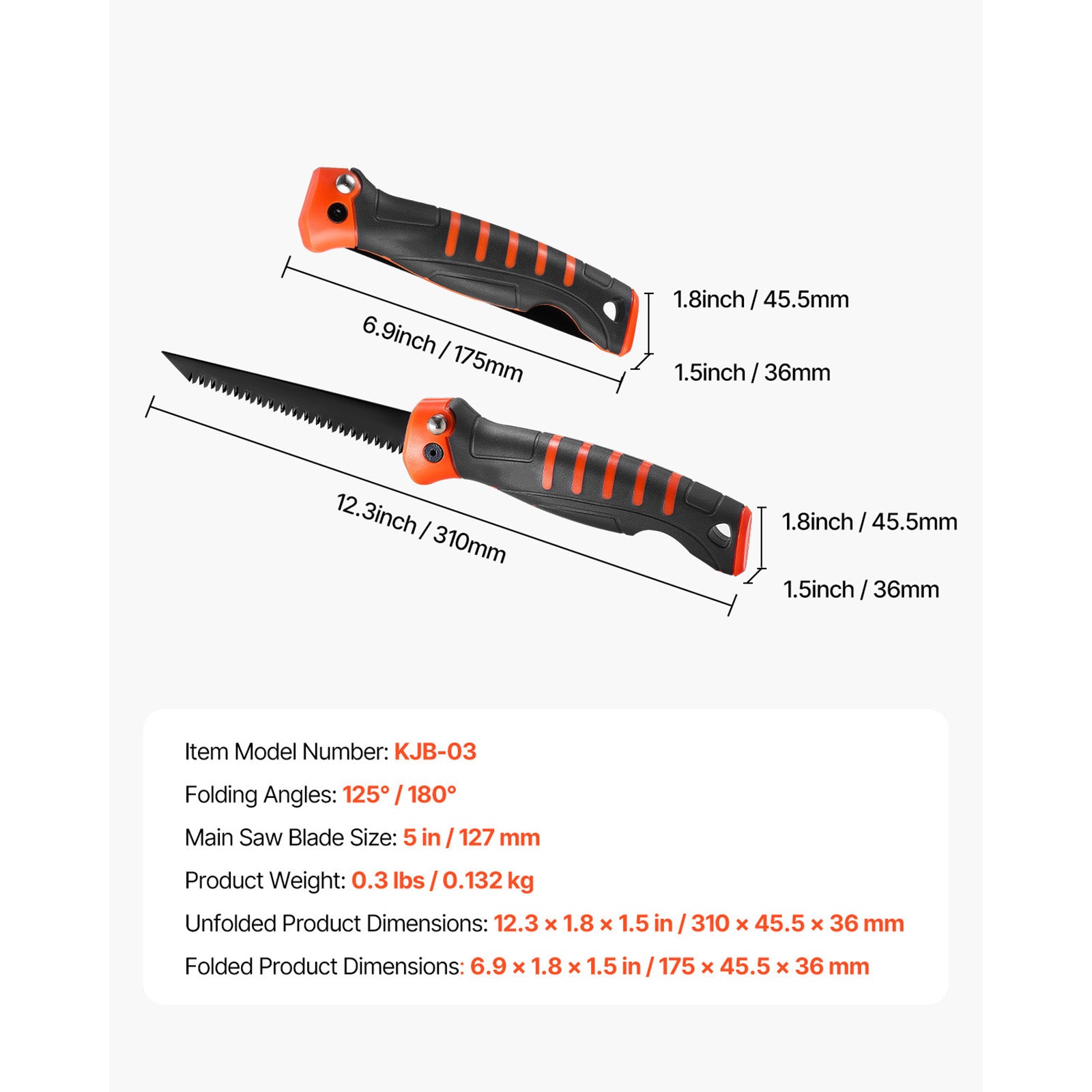 Folding Jab Saw 5 in Foldable Jab Saw with Soft Grip Handle for Drywall PVC