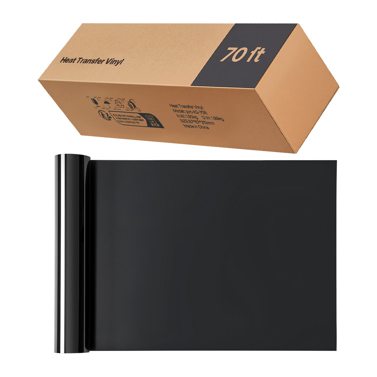 Heat Transfer Vinyl HTV Iron on Vinyl Roll 12 in x 70 ft Glossy Black