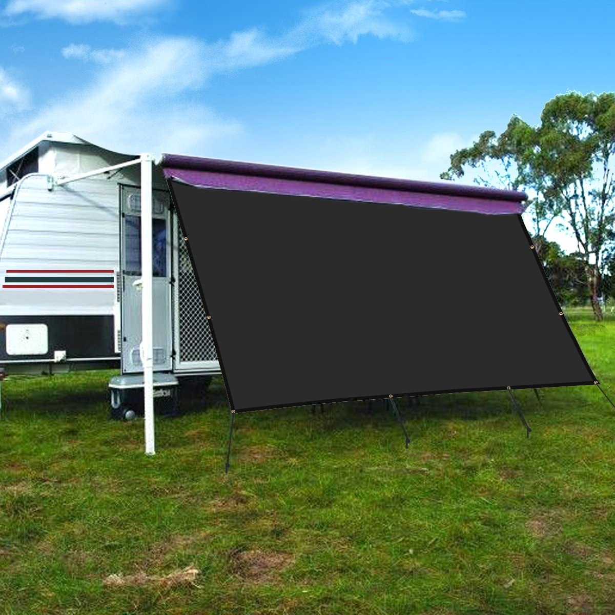 Origin RV Awning Privacy Side Sunblock Shade Drop, Black