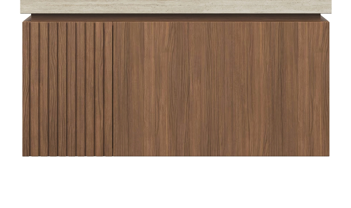 30" MURI Brown Oak Woodgrain Plywood Cabinet with Double Doors and One Drawer, NO Basin and Top, NO Faucet and Sink Cover