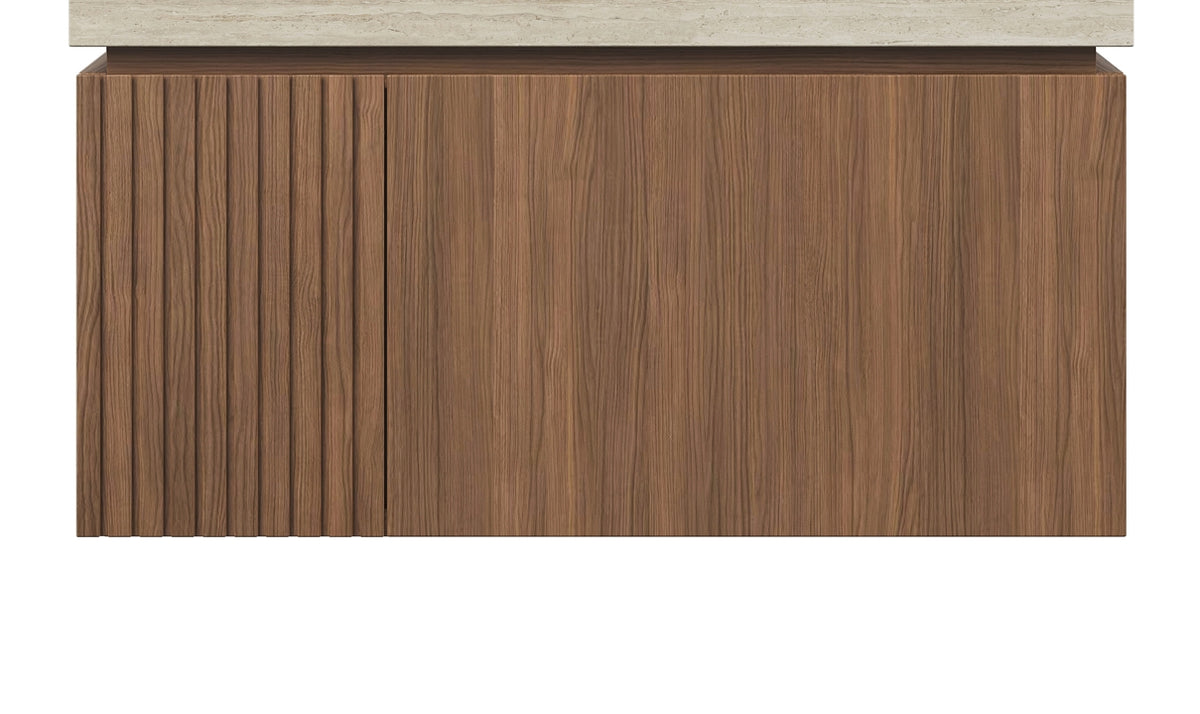 30" MURI Brown Oak Woodgrain Plywood Cabinet with Double Doors and One Drawer, NO Basin and Top, NO Faucet and Sink Cover