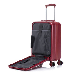 14"/20" 2 pcs/set in ABS Spinner Wheel Luggage, with Combination Lock and Front Opening Design, 14" Cosmetic Case (Red)