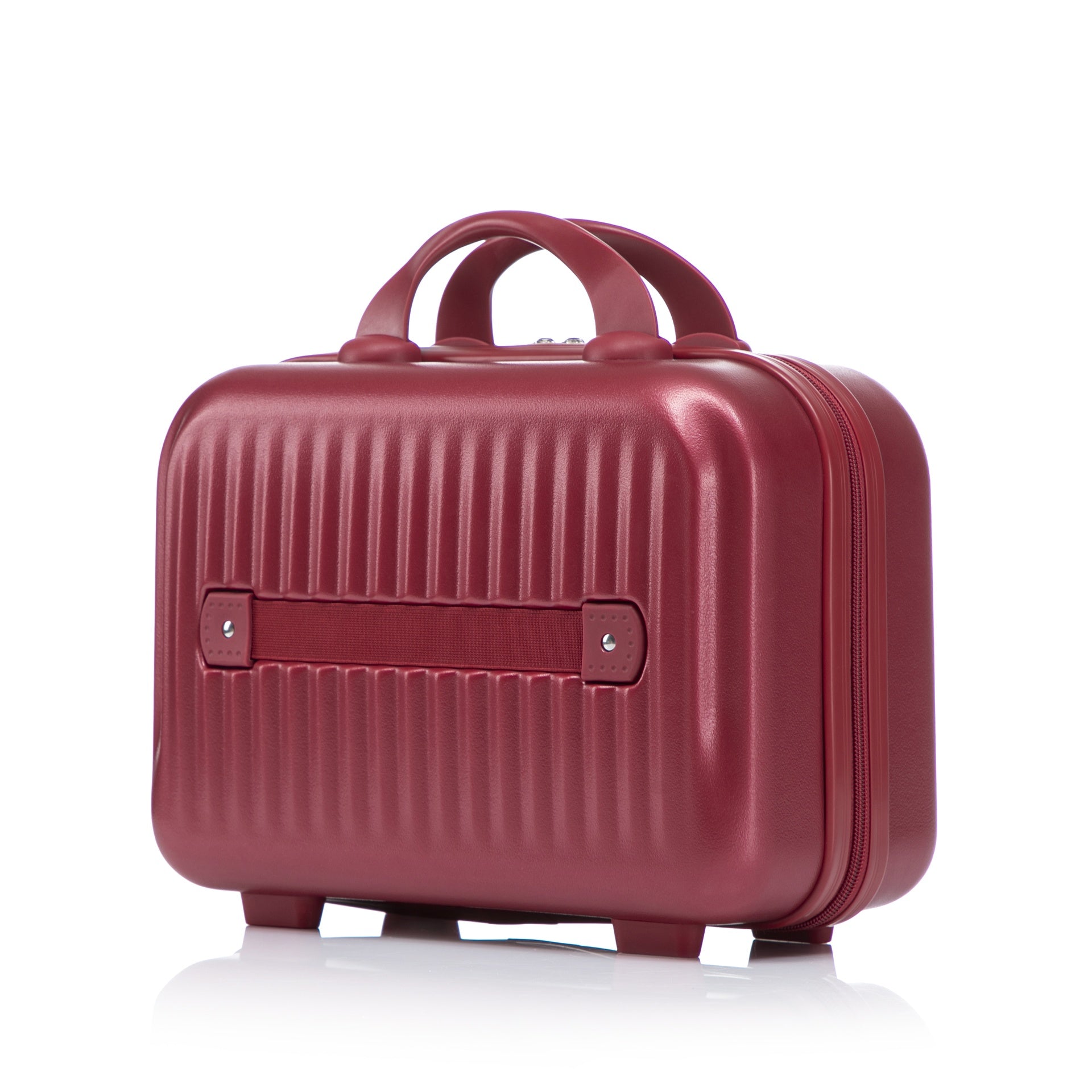 14"/20" 2 pcs/set in ABS Spinner Wheel Luggage, with Combination Lock and Front Opening Design, 14" Cosmetic Case (Red)
