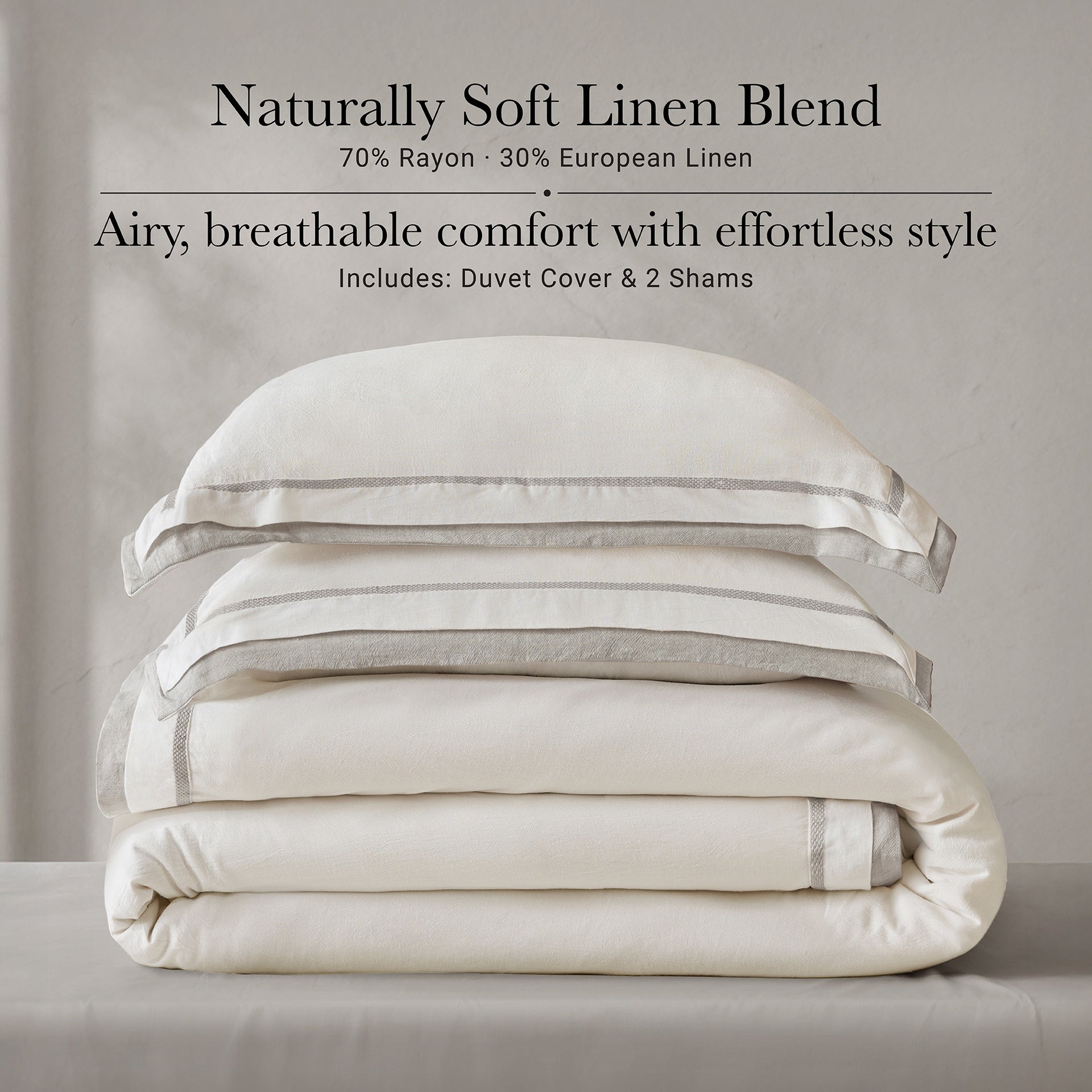 3 Pieces Full/Queen Duvet Cover Set,White+Gray