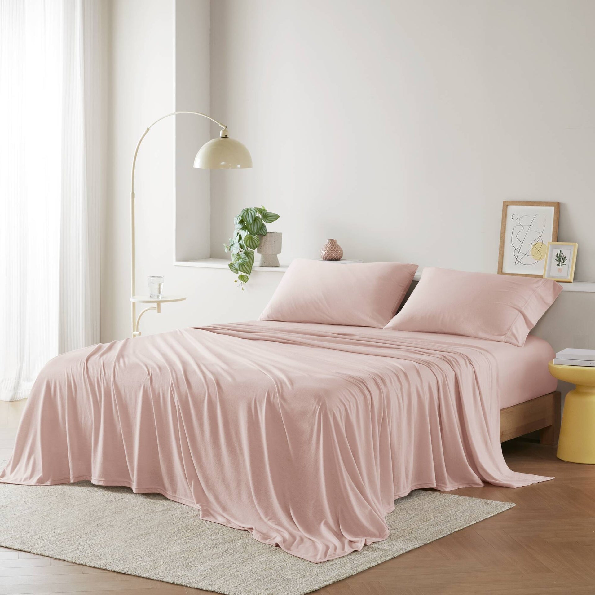 Cotton Blend Jersey Knit All Season Sheet Set Queen