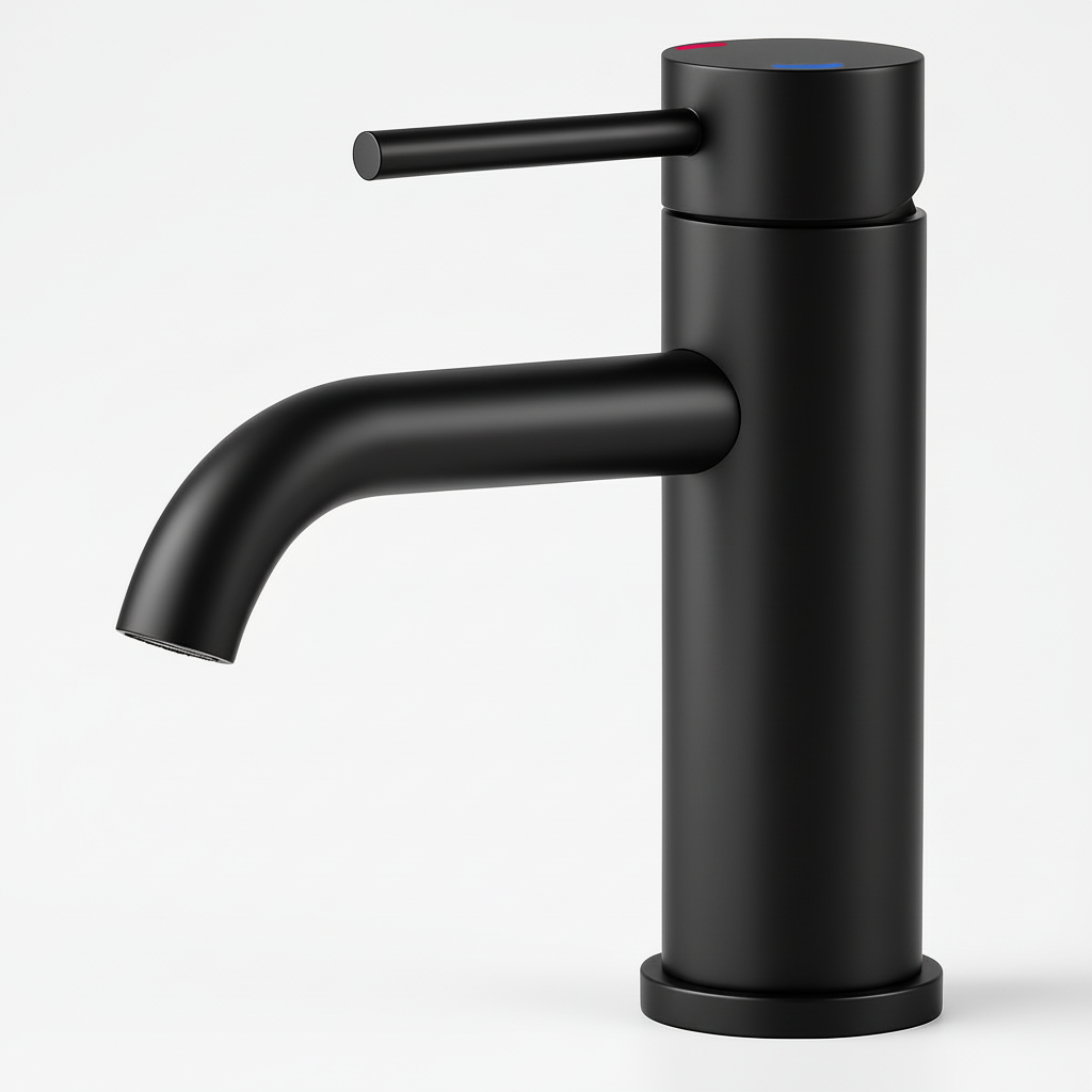 Single Handle Bathroom Faucet Lavatory Faucet Stainless Steel Single Hole-T10, Matte Black