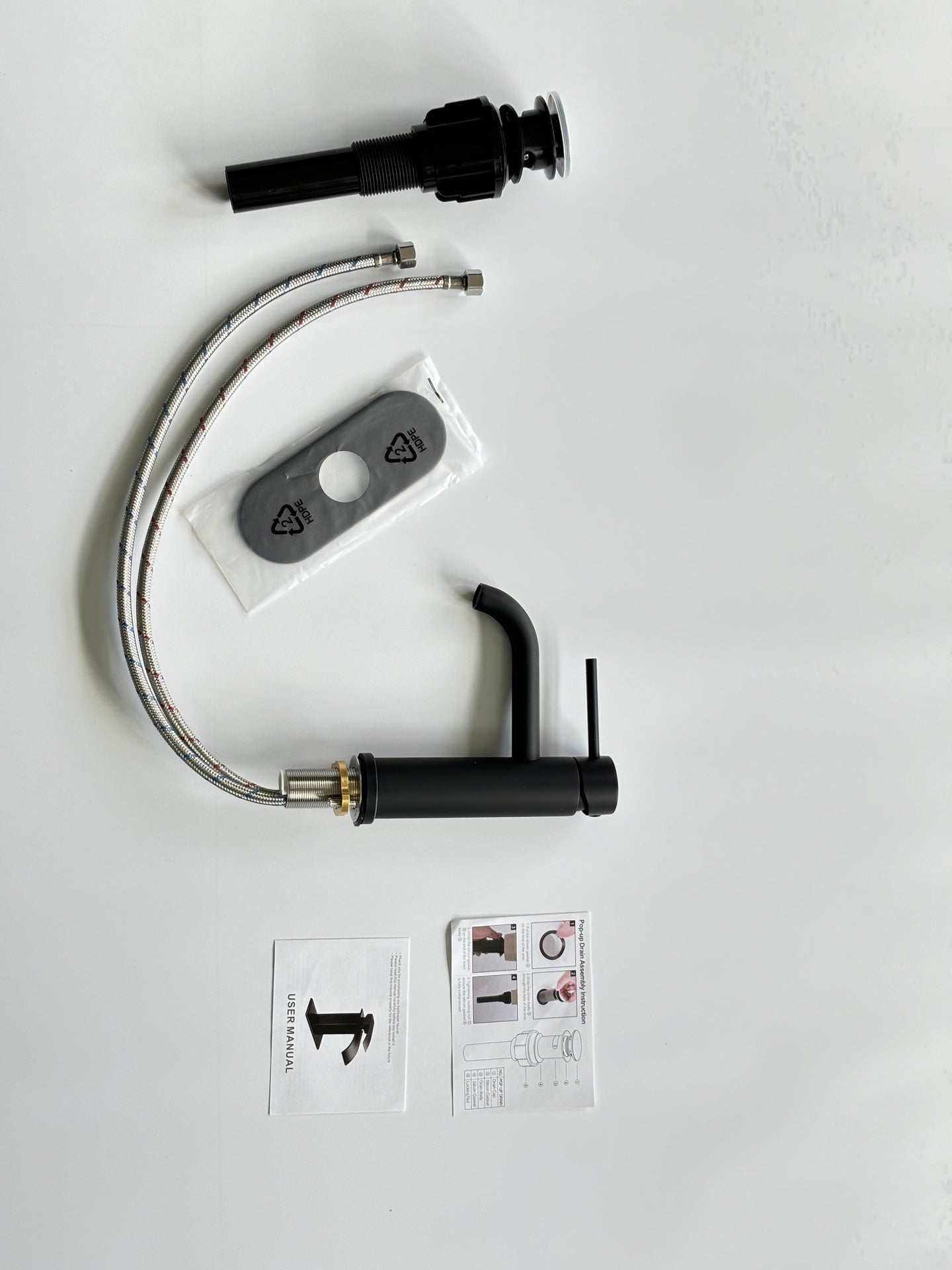 Single Handle Bathroom Faucet Lavatory Faucet Stainless Steel Single Hole-T10, Matte Black