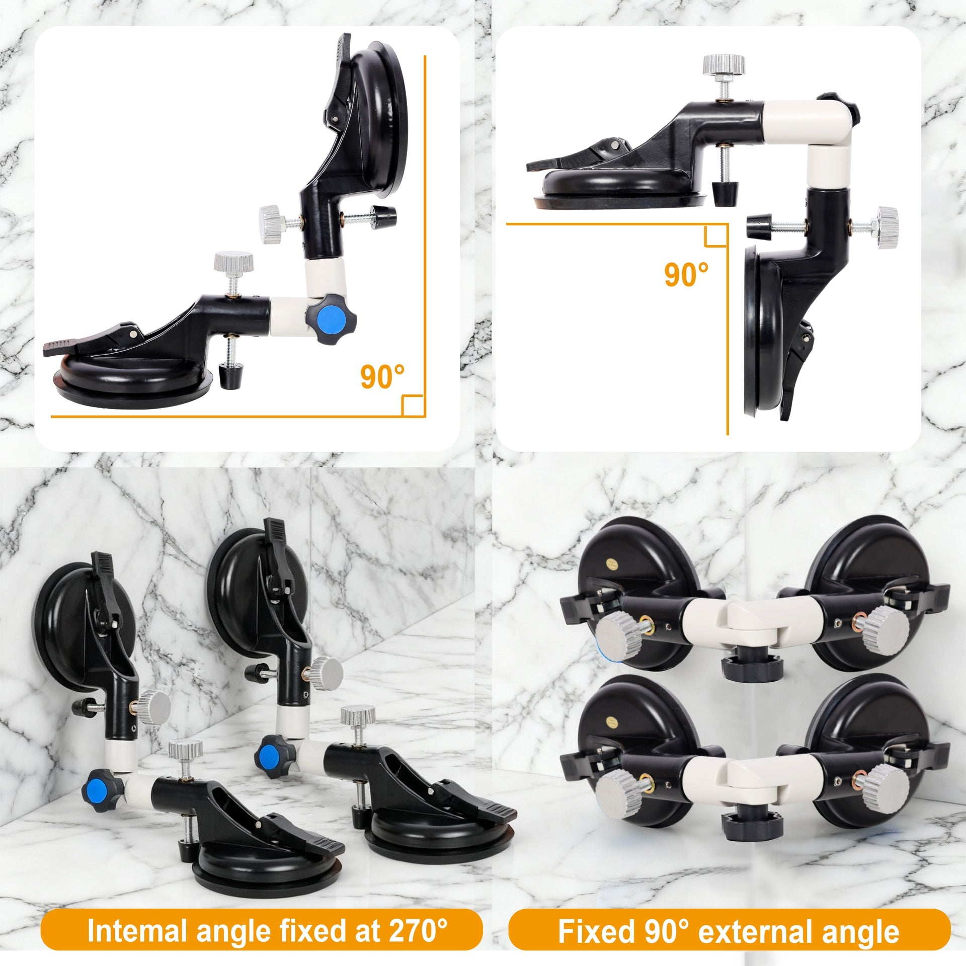 3-in-1 Adjustable angles (90-270 degrees) Suction Cup Tool for Seam Joining,fixation,and Leveling, Professional Countertop Installation Tool,black color