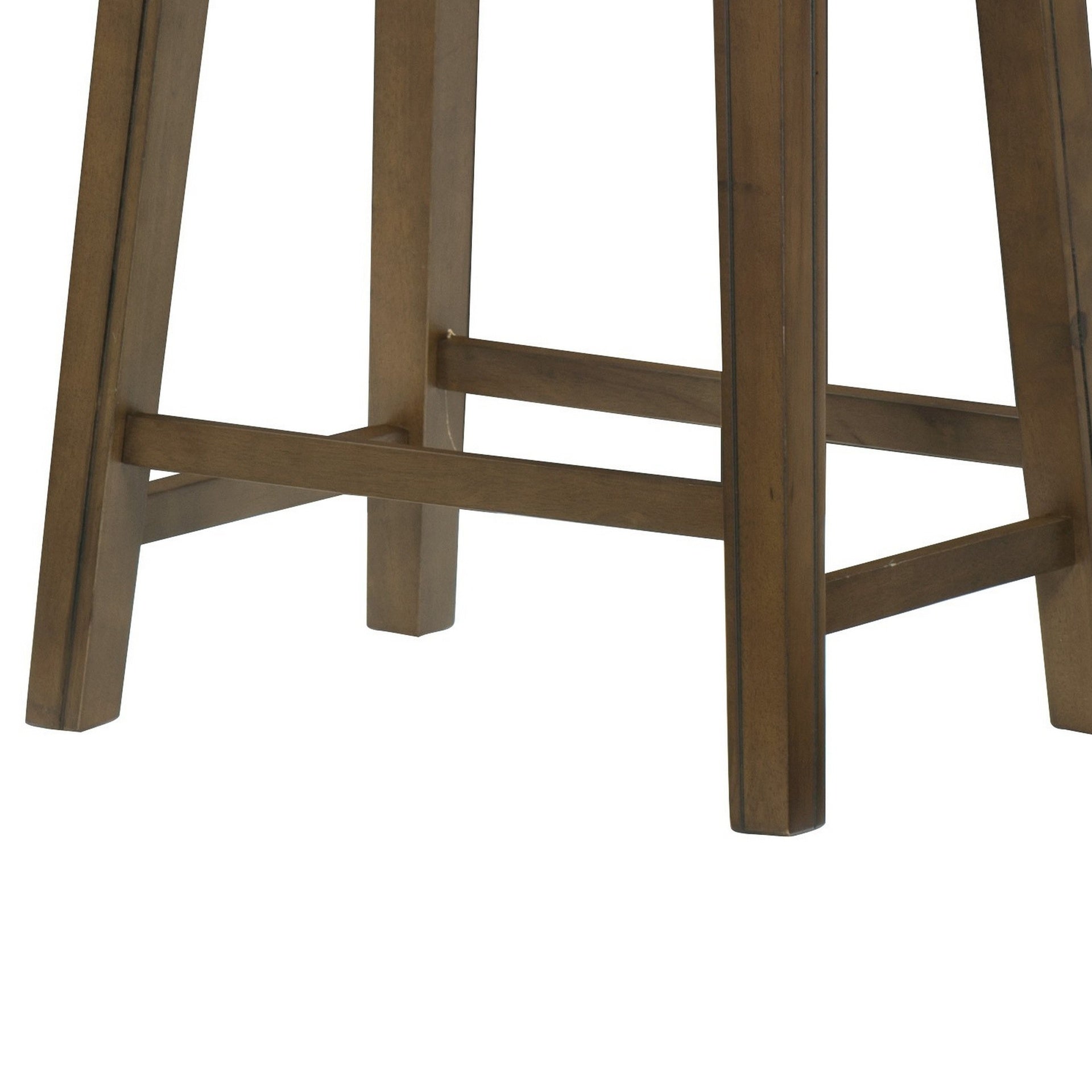 Miel 26 Inch Counter Height Stool, Gray Faux Leather Seat, Brown Solid Wood