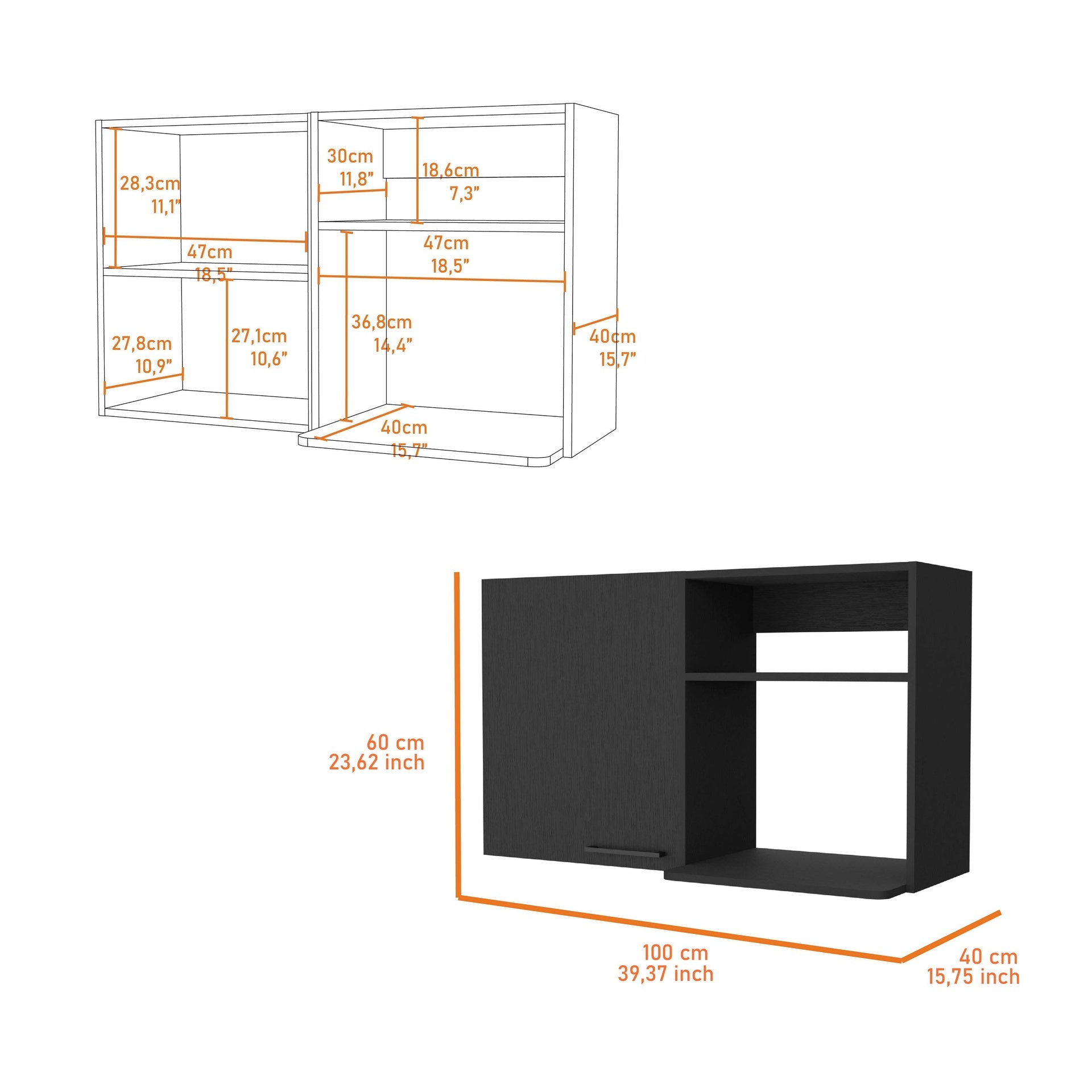 Oklahoma 2 Wall Cabinet, 2 Door Stackable Wall Mounted Storage Cabinet with 2 Side Shelf