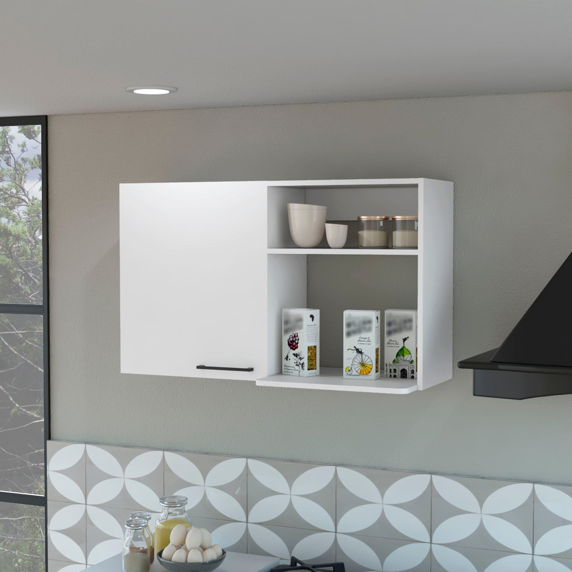 Oklahoma 2 Wall Cabinet, 2 Door Stackable Wall Mounted Storage Cabinet with 2 Side Shelf