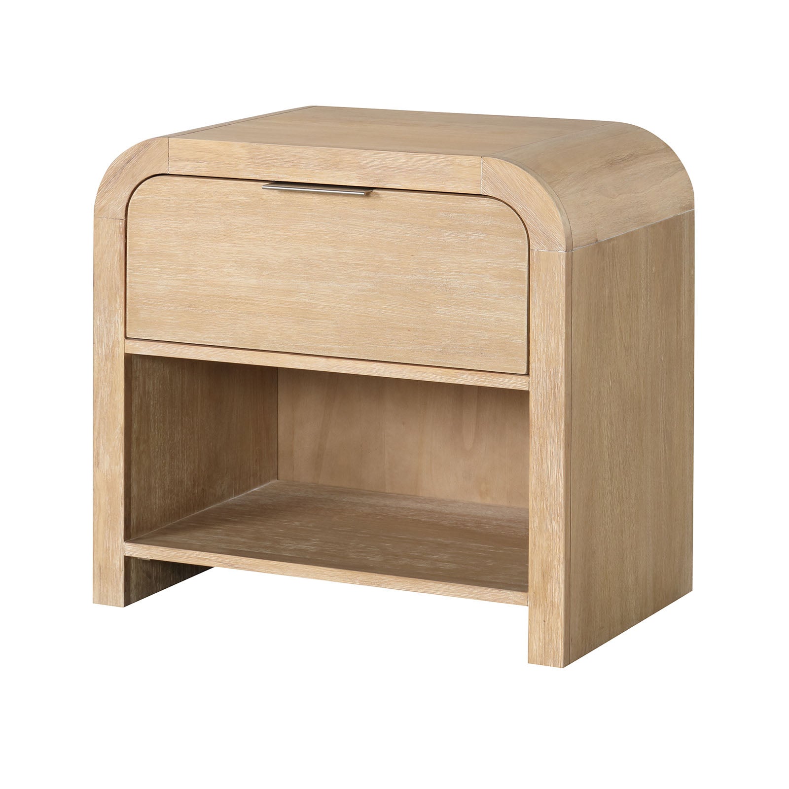 Natural Finish 1pc Nightstand Mango wood Veneer Bedroom Furniture Bedside Table Metal Finger Pulls Transitional Style