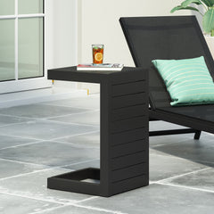 CAPE CORAL ALU C-SHAPED TABLE BLACK