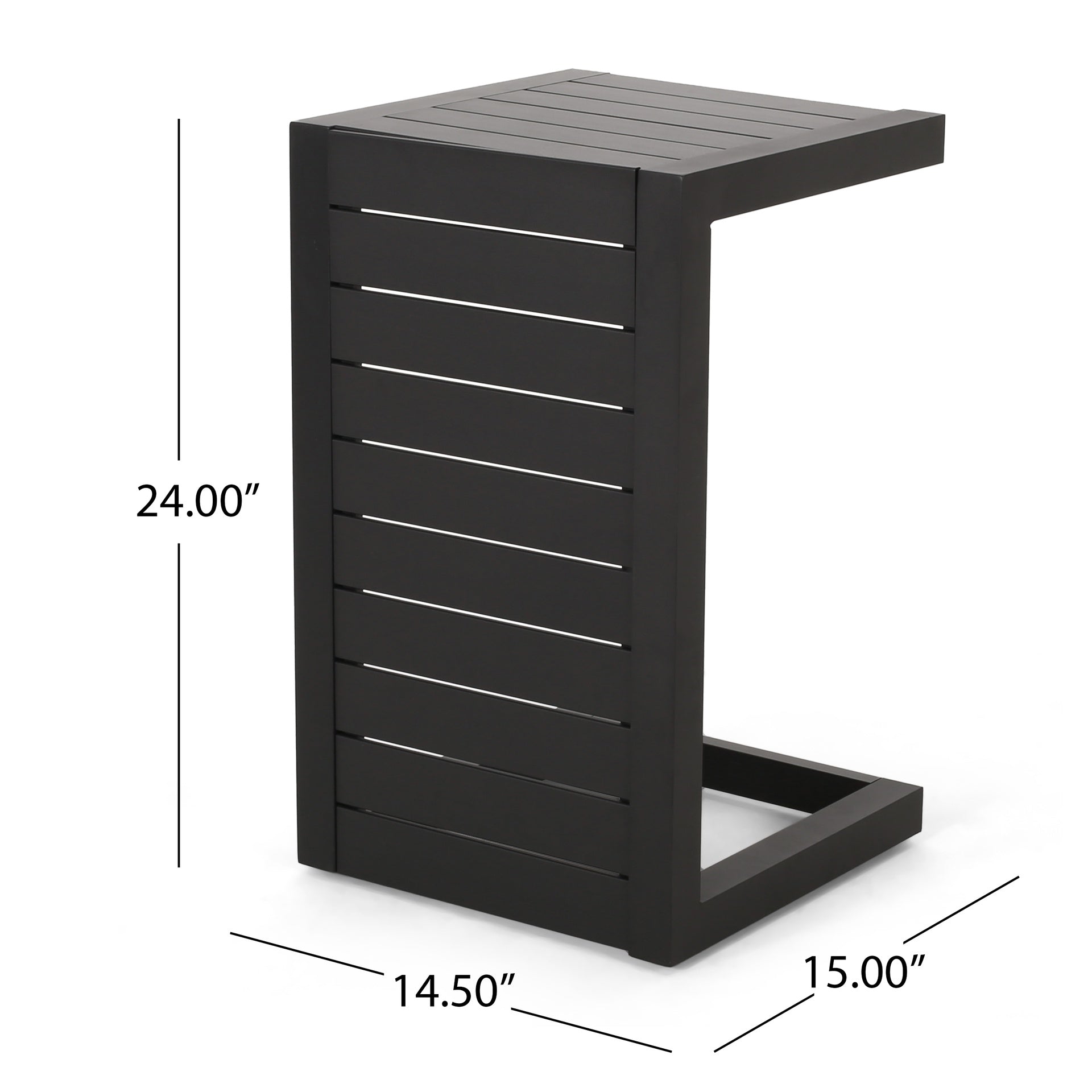 CAPE CORAL ALU C-SHAPED TABLE BLACK