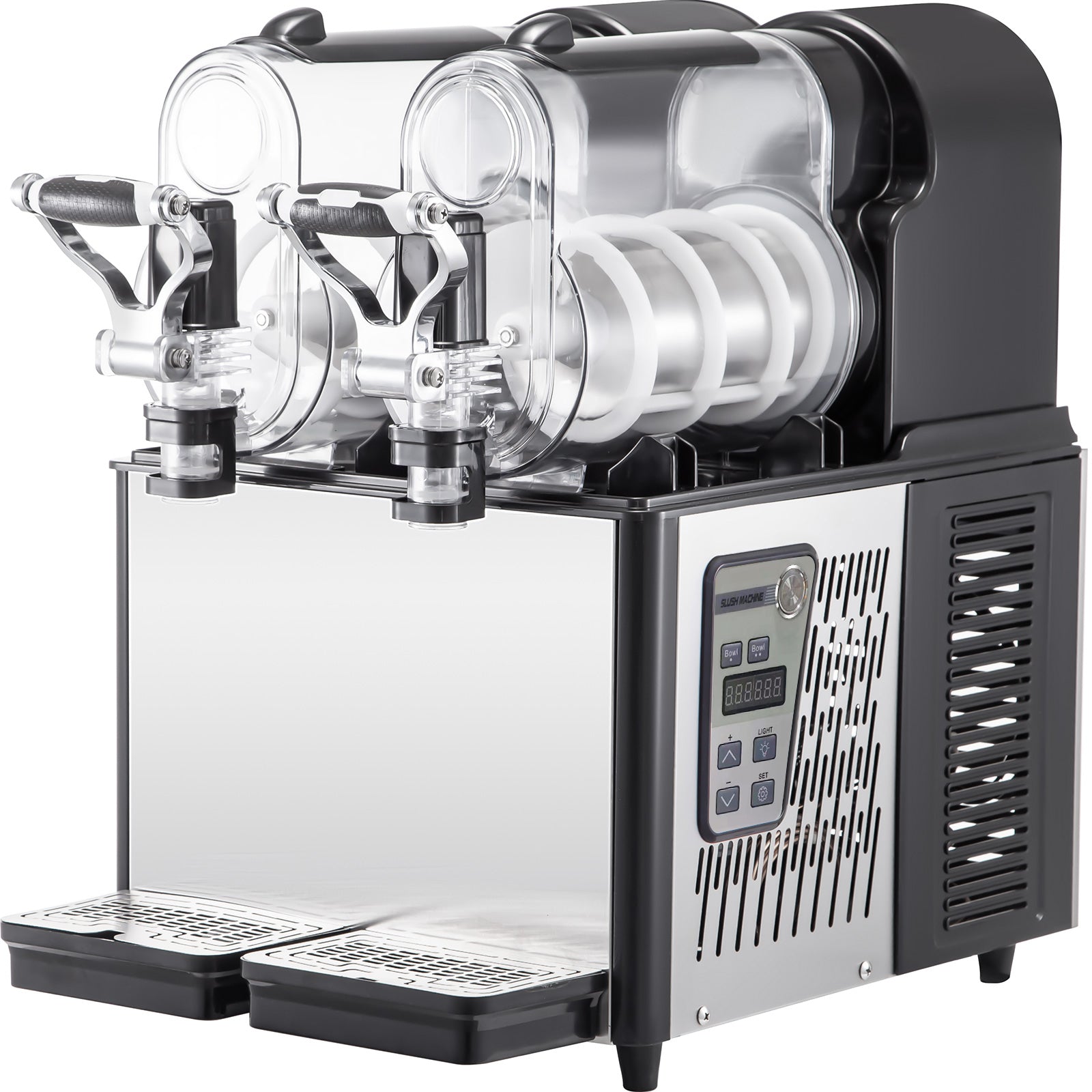 Commercial Slushy Machine, 3LX2 Tank Slush Drink Maker, 340W Frozen Drink Machine with Temperature Preservation, Stainless Steel Home Slush Frozen Drink Machine with Automatic Clean, Black