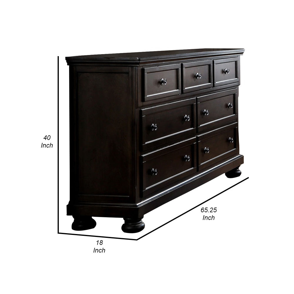 Wooden Transitional Style Dressing Table With Hidden Drawers, Dark Brown