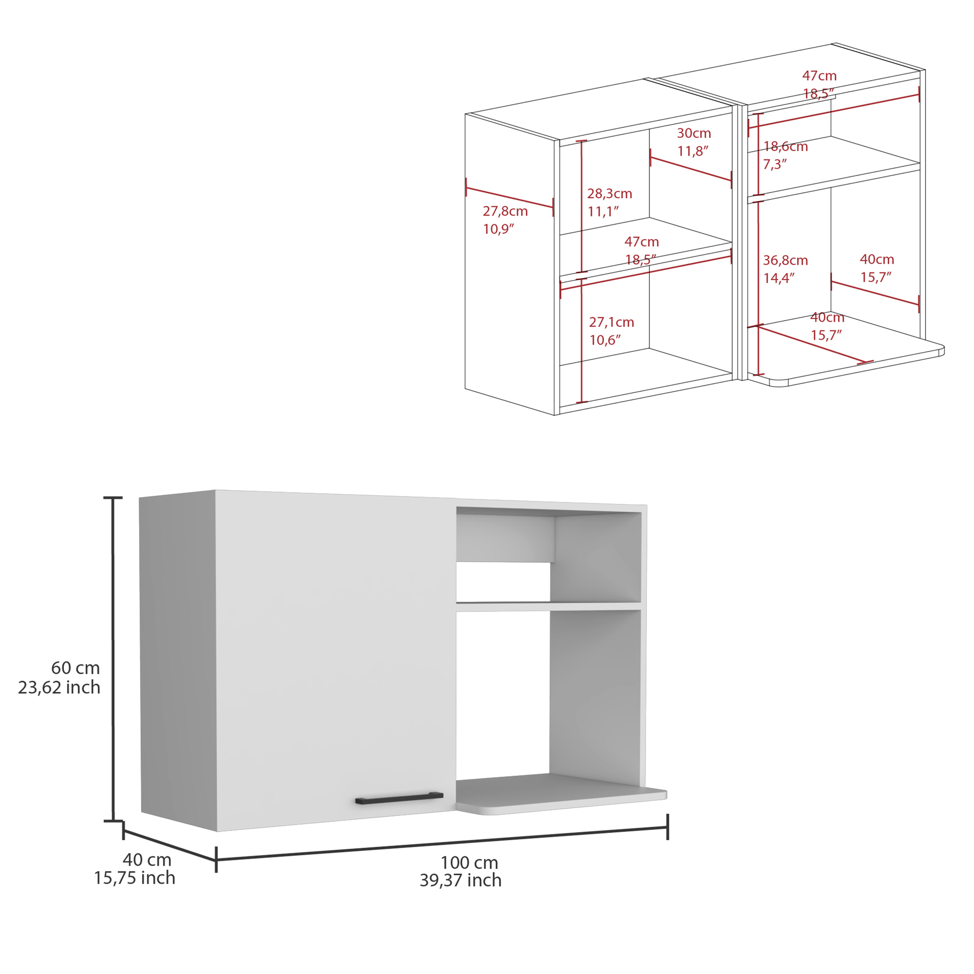 Alexandria 2 Piece Kitchen Set, Wall Cabinet + Utility Sink, White