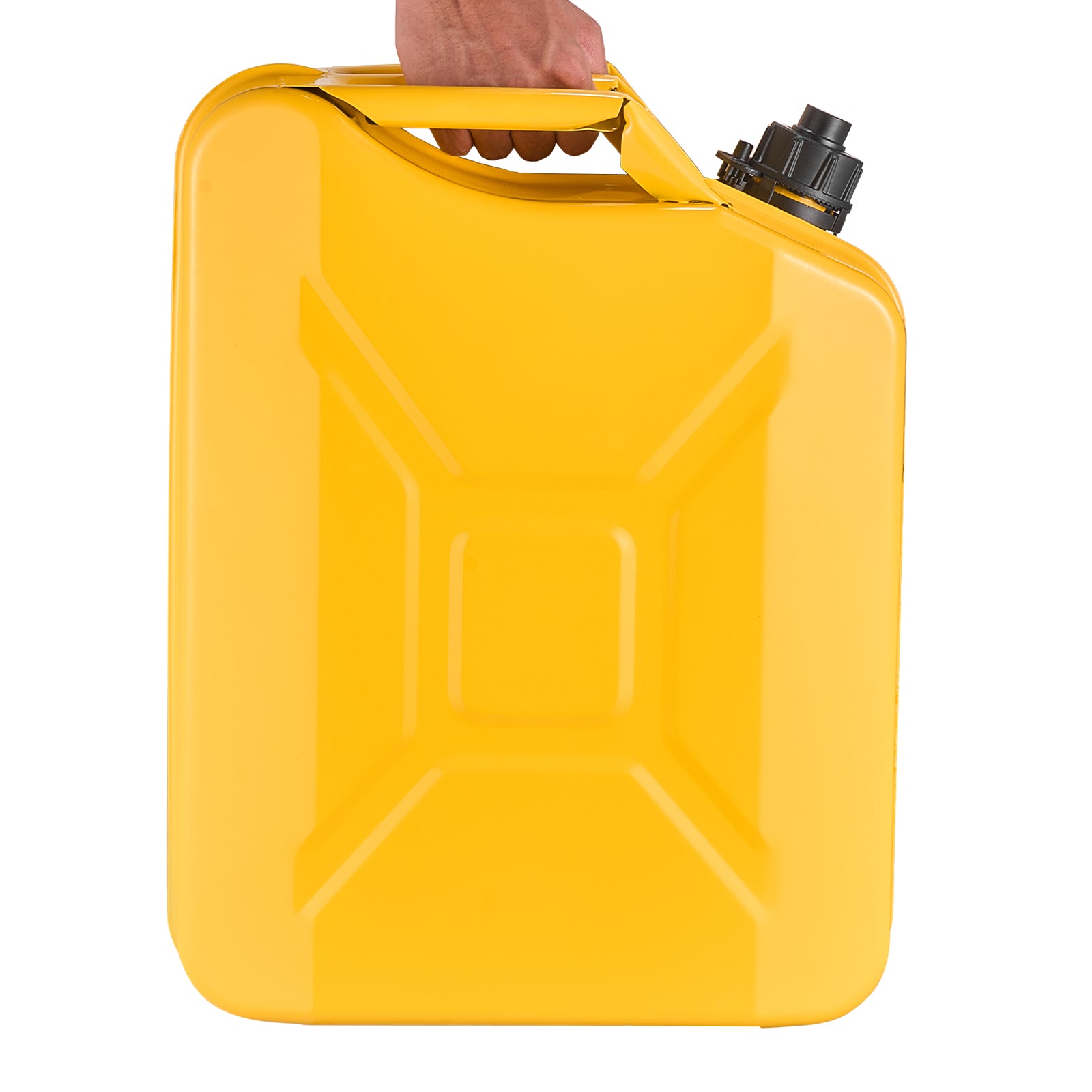 Metal Fuel Container, 5.3 Gallon, Fuel Jerry Can with Spout and Comfort Handle, 6 L/min Max Flow Rate, Leakproof & Corrosion-resistant Metal Gas Tank Most Cars Motorcycle ATV UTV, Yellow