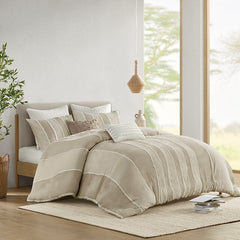Full/Queen 3 Piece Striped Cotton Duvet Cover Set