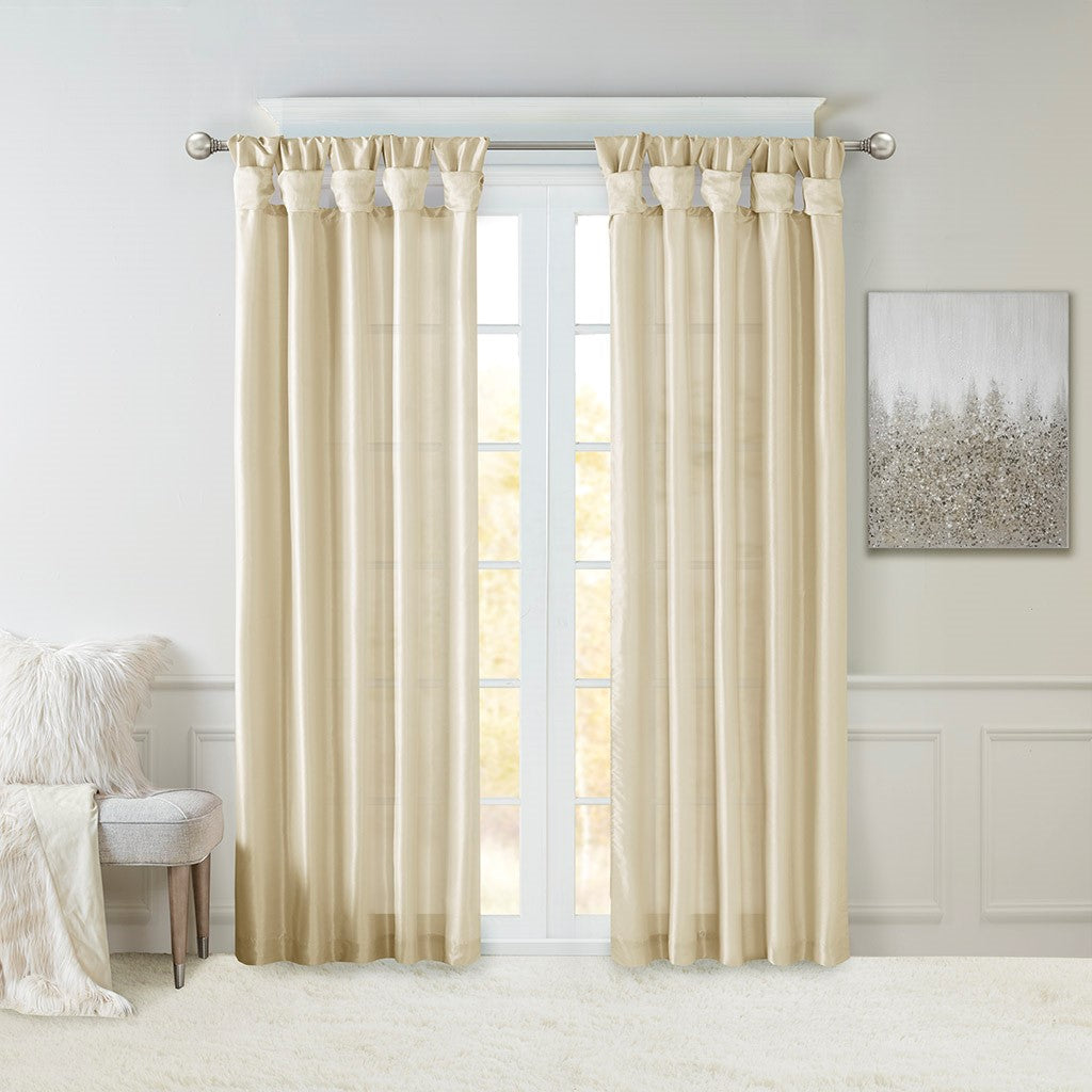 Twist Tab Lined Window Curtain Panel Champagne 50x120"