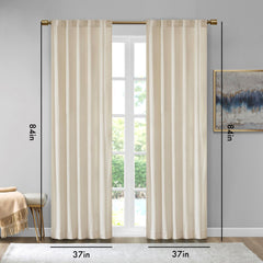 Room Darkening Metallic Printed Poly Velvet Rod Pocket/Back Tab Window Panel Pair Ivory 37x84"