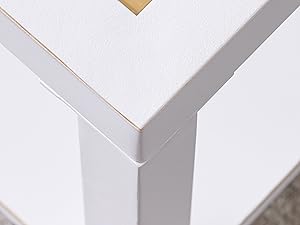 Modern Square Coffee Table - 27.6" Crisp White Metal Frame w/Luxe Gold Glass Top
