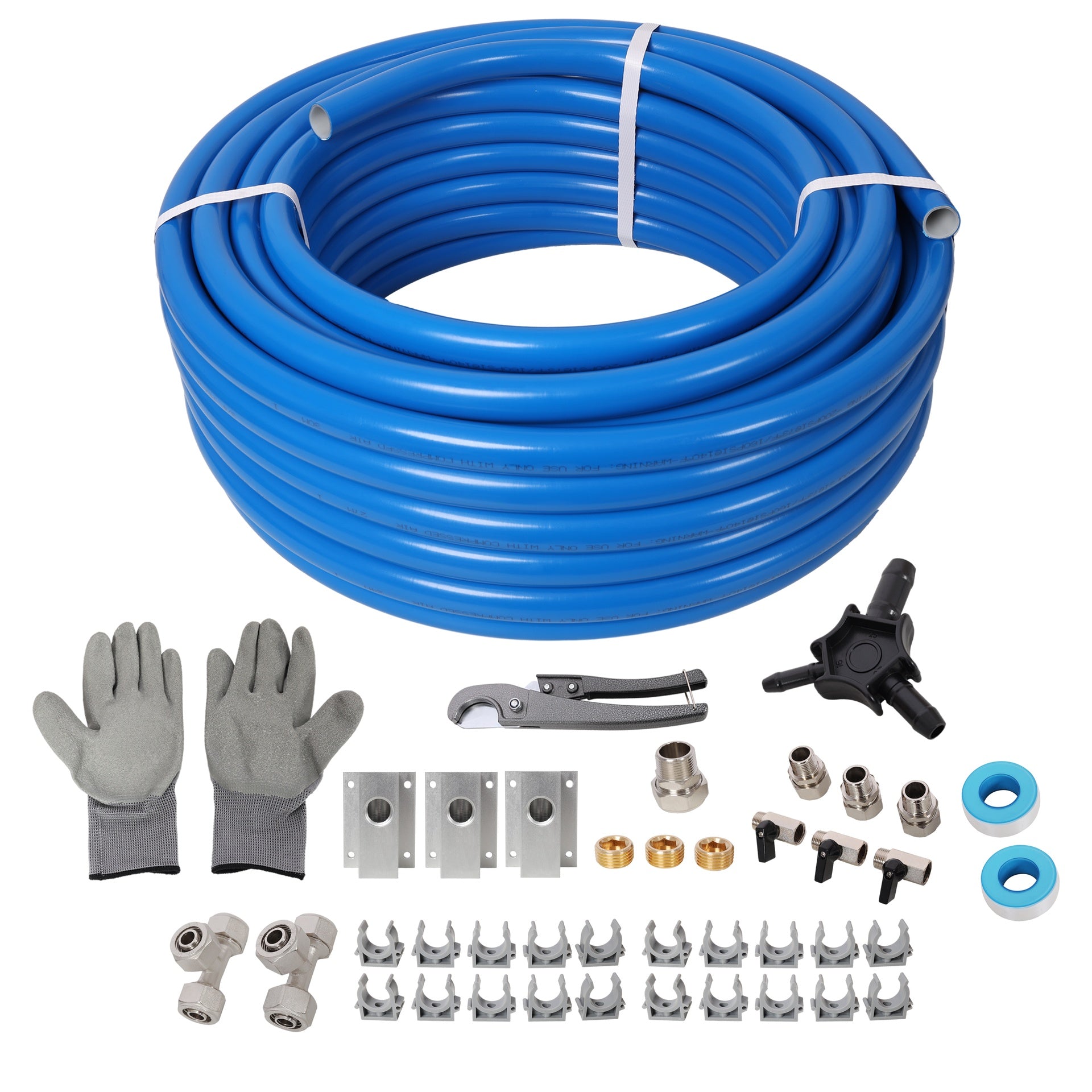 3/4" x 100ft Air Compressor Piping, High Quality PEX-AL-PEX Tubing, Air Hose Kit Air Compressor Accessories,Blue Tubing