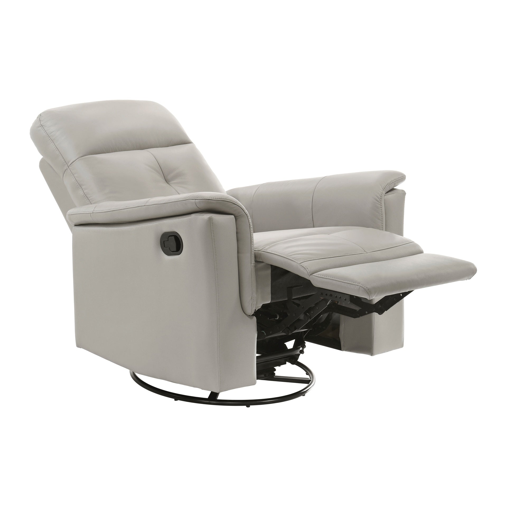 Silver Color Leather Upholstered Reclining Chair Swivel Glider Motion Modern Living Room Furniture Comfort Chair 1pc