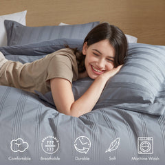 7-Piece Cal King Woven Striped Comforter Set