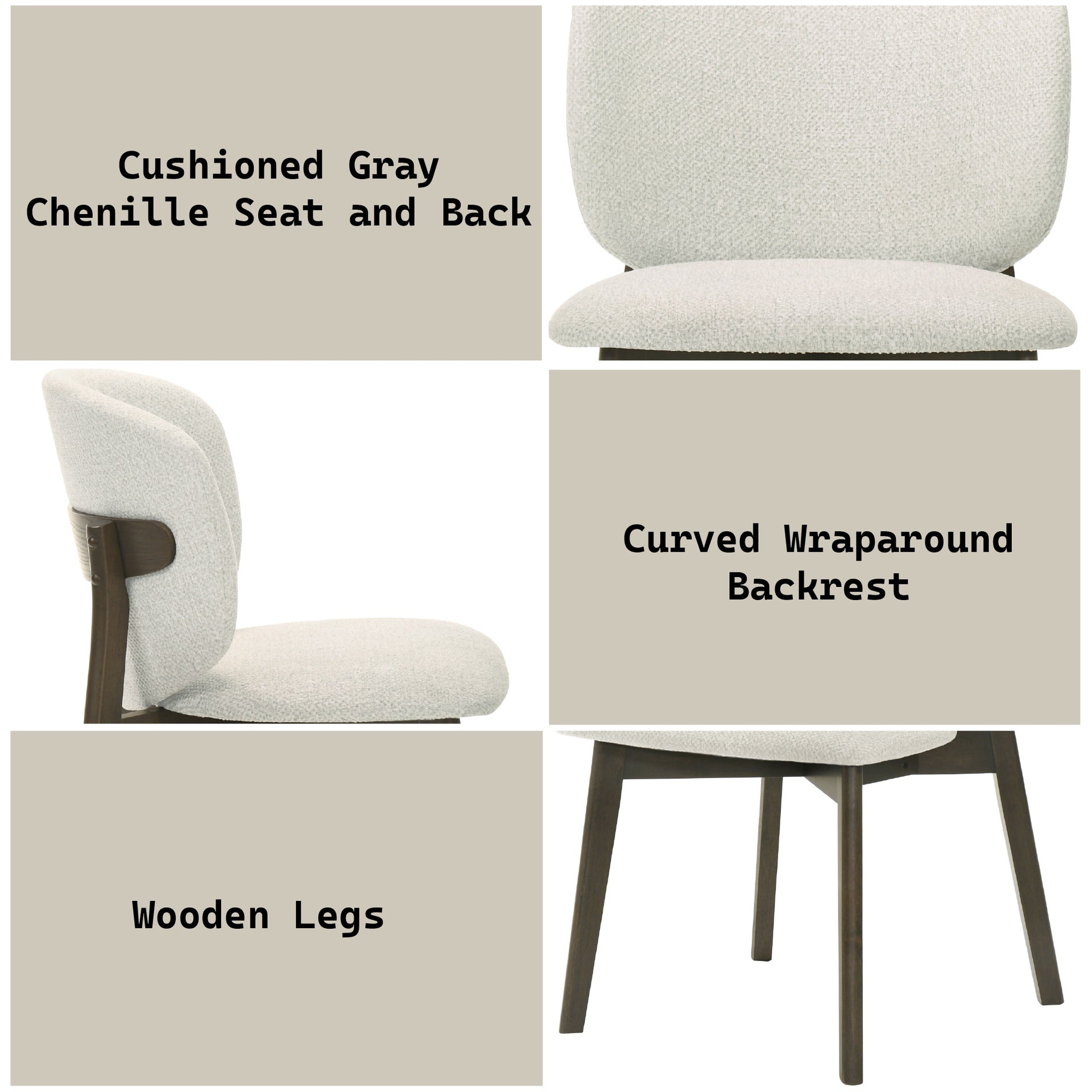 Mallin Gray Chenille & Walnut Side Chair (Set of 2)