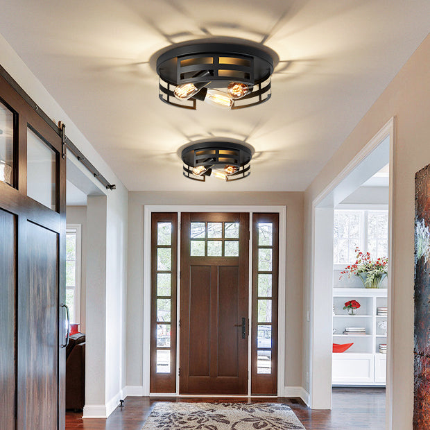 2-Light Black Flush Mount Ceiling Light Fixture,13 in Light Fixtures Ceiling Mount for Hallway,Hall,Kitchen,Farmhouse (2 Pack)
