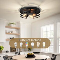 2-Light Black Flush Mount Ceiling Light Fixture,13 in Light Fixtures Ceiling Mount for Hallway,Hall,Kitchen,Farmhouse (2 Pack)