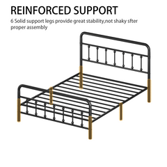 Metal Bed Frame,Queen Size Bed Frame with Headboard,Structurally Stable, Under Bed Storage,No Box Spring Needed,Black