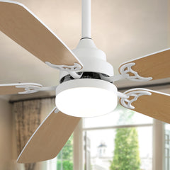 Indoor Modern 52 Inch Ceiling Fan 6 Speed Wind 5 Blades Remote Control Reversible DC Motor With Led Light