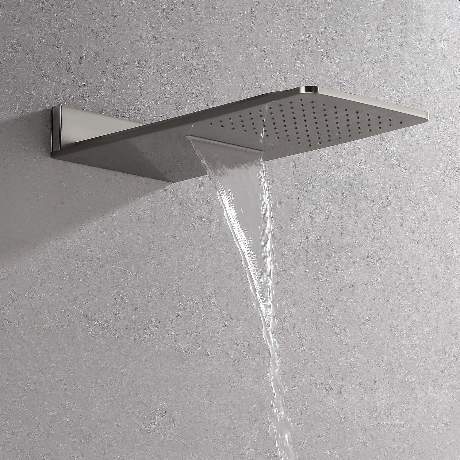 Wall Mounted Waterfall Rain Shower System With 3 Body Sprays & Handheld Shower