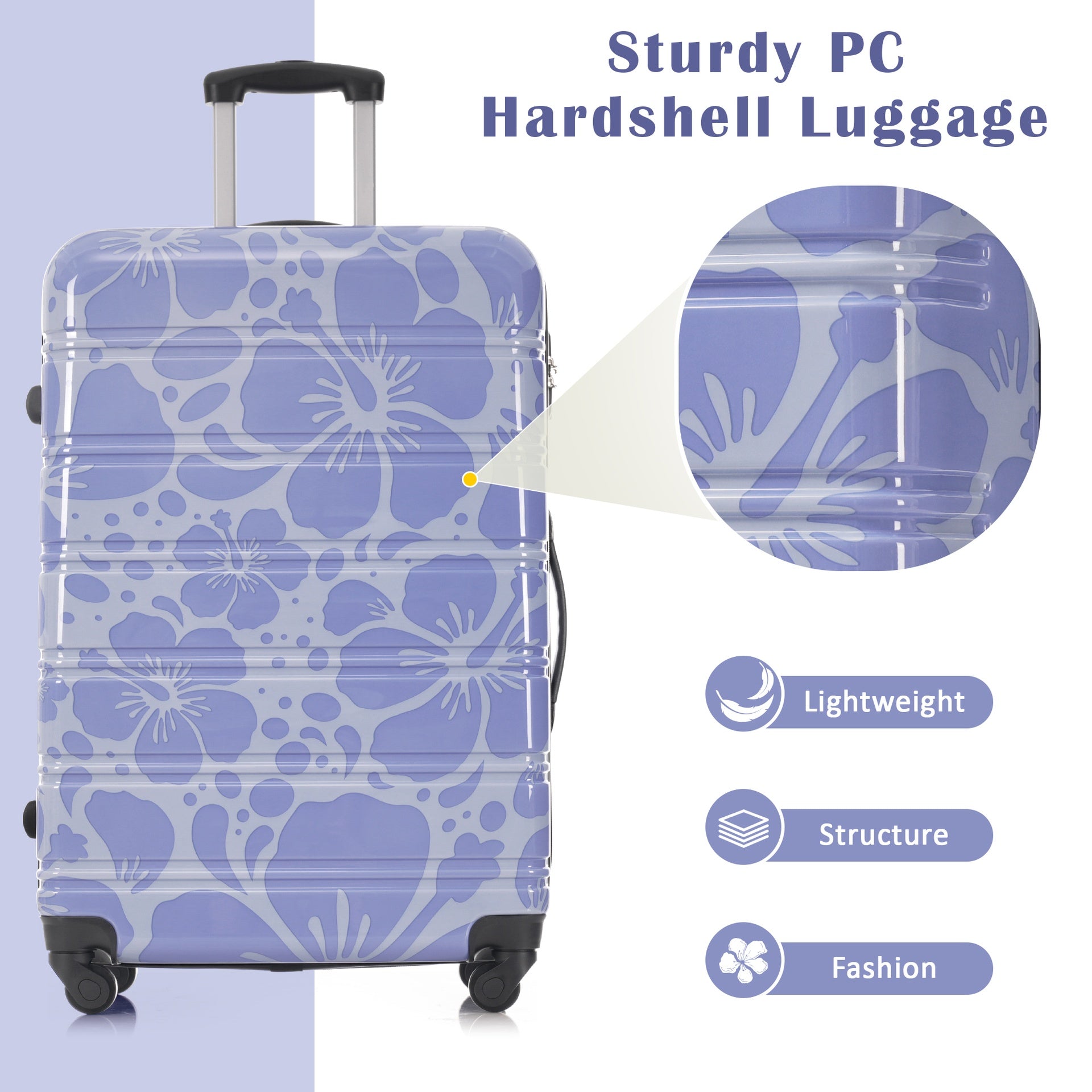 Hardshell Luggage Sets 3 pcs Spinner Suitcase with TSA Lock Lightweight-20"+24"+28" Luggages