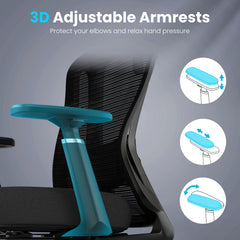 Office Chair Ergonomic Desk Chair, High Back Computer Chair with Wheels, Home Sutdy Chair for Heavy People, Office Chair Adjustable Seat Depth, 3D Armrests and Adjustable Headrest