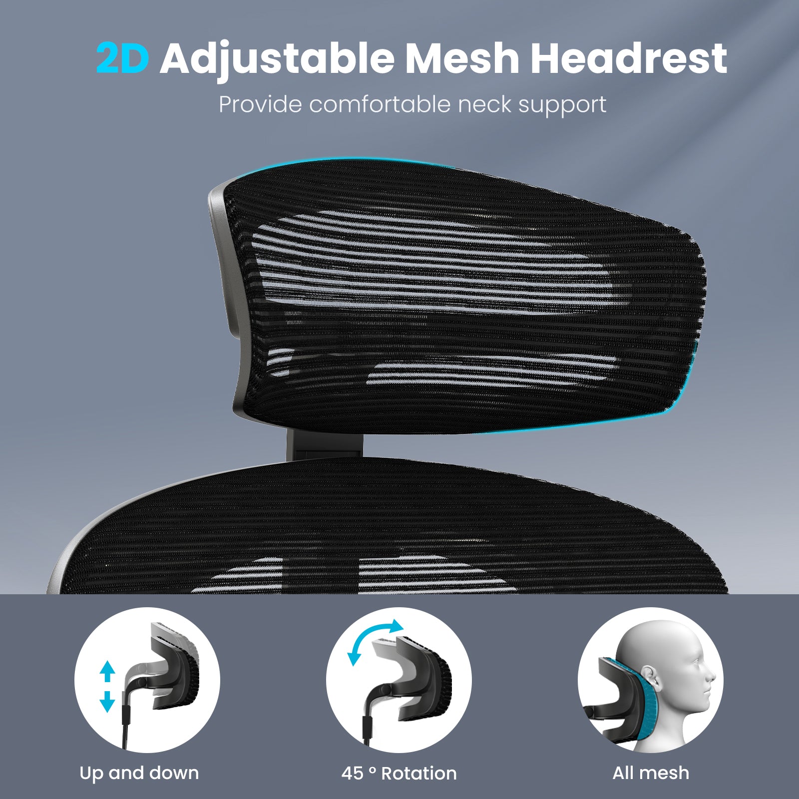 Office Chair Ergonomic Desk Chair, High Back Computer Chair with Wheels, Home Sutdy Chair for Heavy People, Office Chair Adjustable Seat Depth, 3D Armrests and Adjustable Headrest