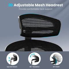Office Chair Ergonomic Desk Chair, High Back Computer Chair with Wheels, Home Sutdy Chair for Heavy People, Office Chair Adjustable Seat Depth, 3D Armrests and Adjustable Headrest