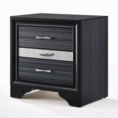 Contemporary Black Finish Storage Drawers Nightstand Wooden Bedroom Furniture 1pc