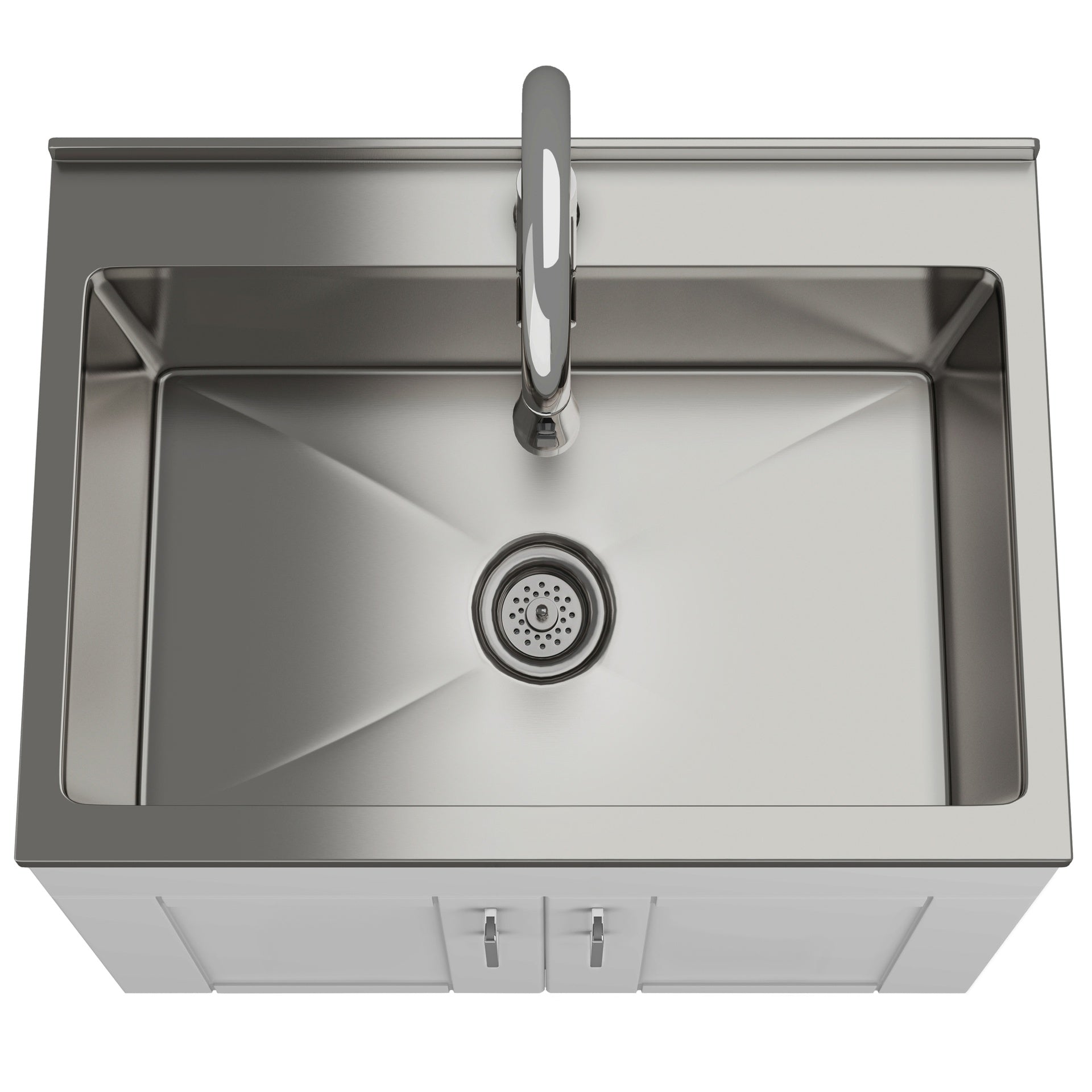 Modern Wide Shaker - 28" Laundry Cabinet with Faucet and Stainless Steel Sink - White