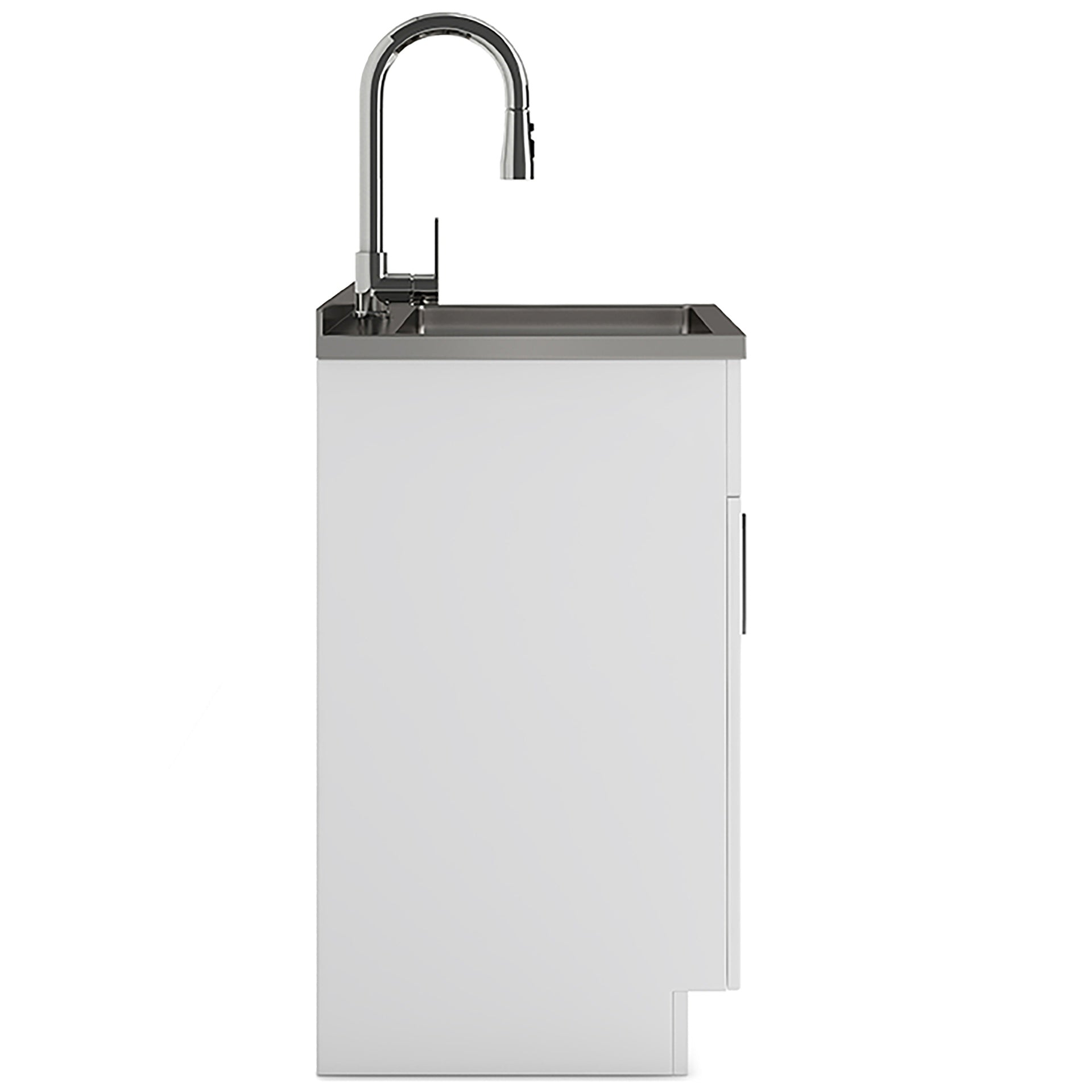 Modern Wide Shaker - 28" Laundry Cabinet with Faucet and Stainless Steel Sink - White